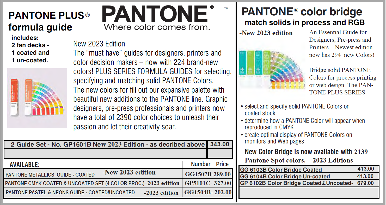 Pantone FORMULA GUIDE Solid Coated & Uncoated Color Book GP1601B